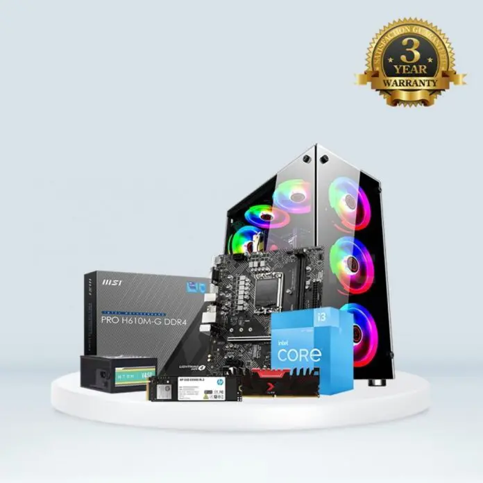 BUDGET PC With Intel i3-12100 12th GEN MSI PRO H610M-G PNY 8GB RAM HP 250GB NVMe SSD